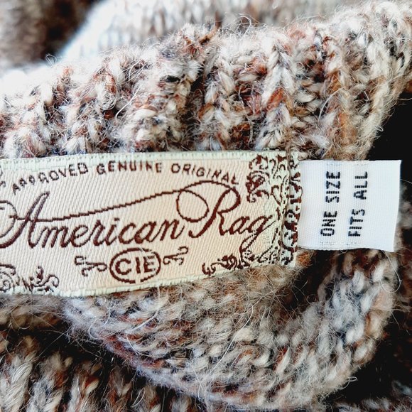 American Rag Poncho Sweater Womens One Size Brown Knit Turtleneck Button Closure - Picture 7 of 7